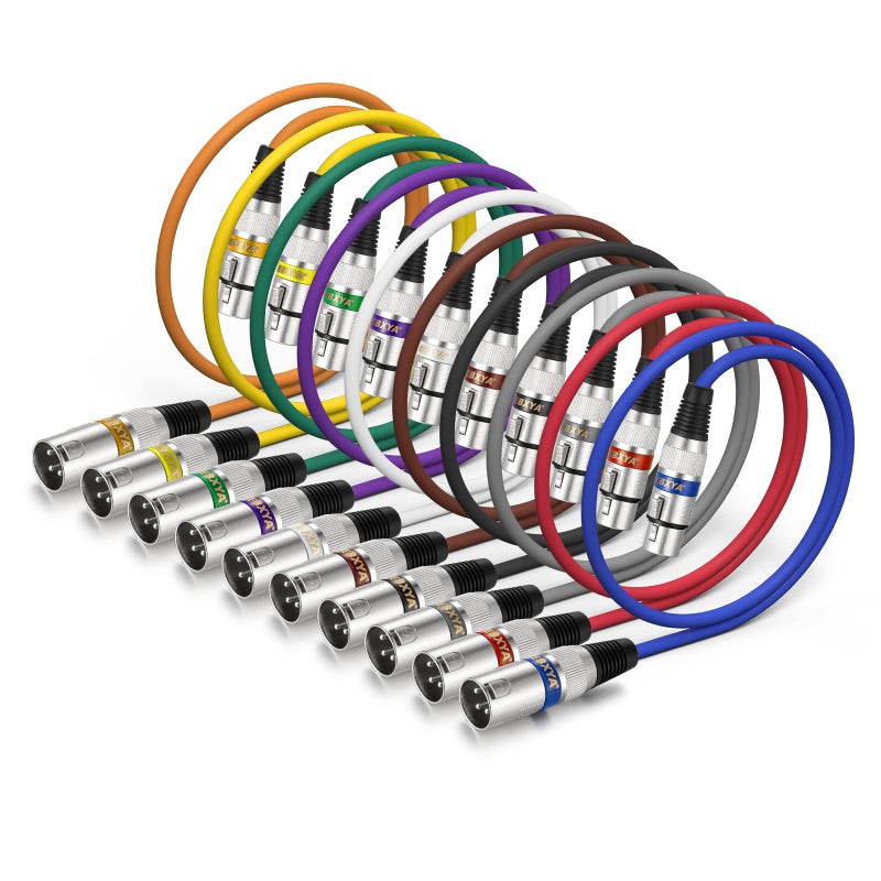 EBXYA XLR Cable 2ft 10 Pack 3 Pins Balanced XLR Microphone Cable Male to Female Suitable for Audio Mixer, Speaker Systems, Radio Station - Image 1